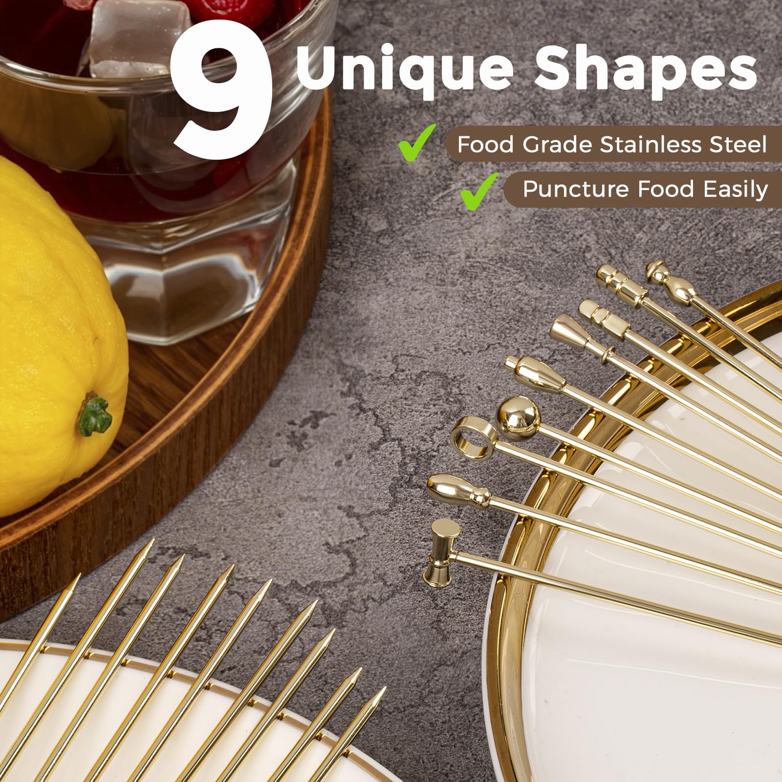 Losneg stainless steel picks are rustproof and reusable for entertaining.