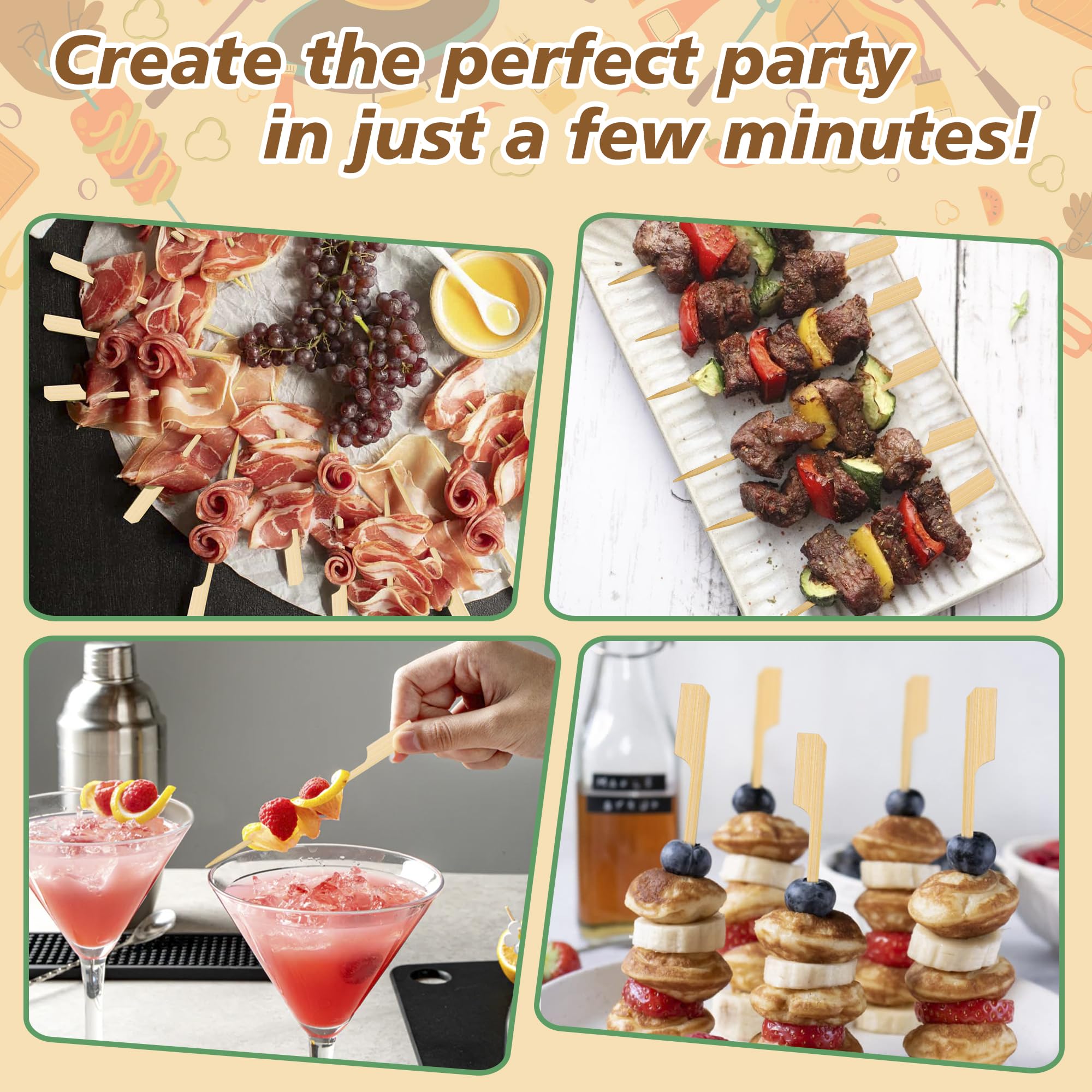 Losneg natural bamboo skewers offer a food-safe alternative