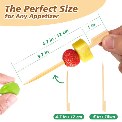 Losneg skewers offering non-roll paddle handles for easy gripping.