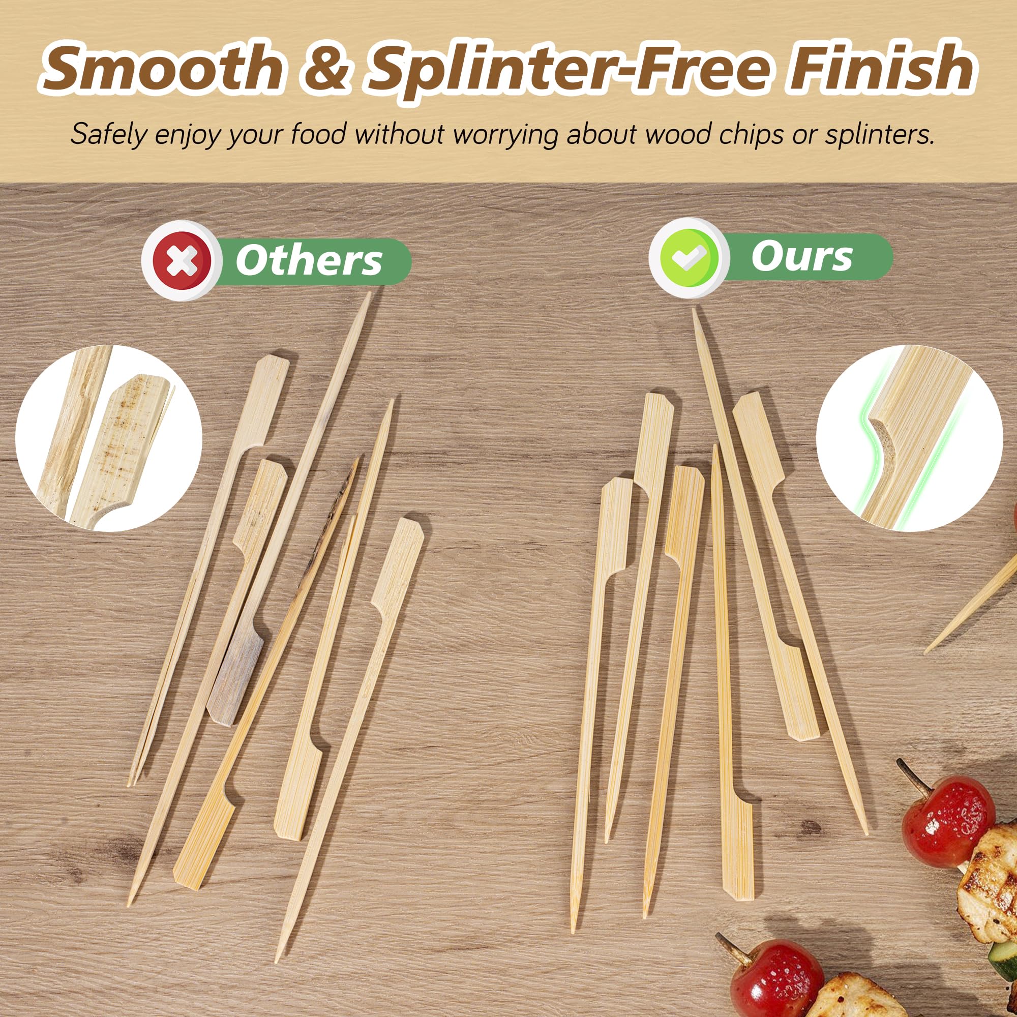Losneg square-shaft bamboo skewers prevent food from rotating