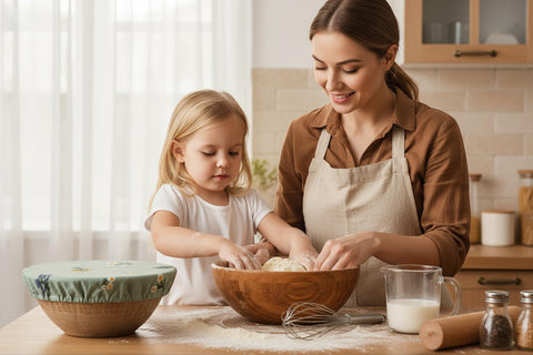 Lospara dough-proofing bowl cover closeup with elastic edge for secure sealing
