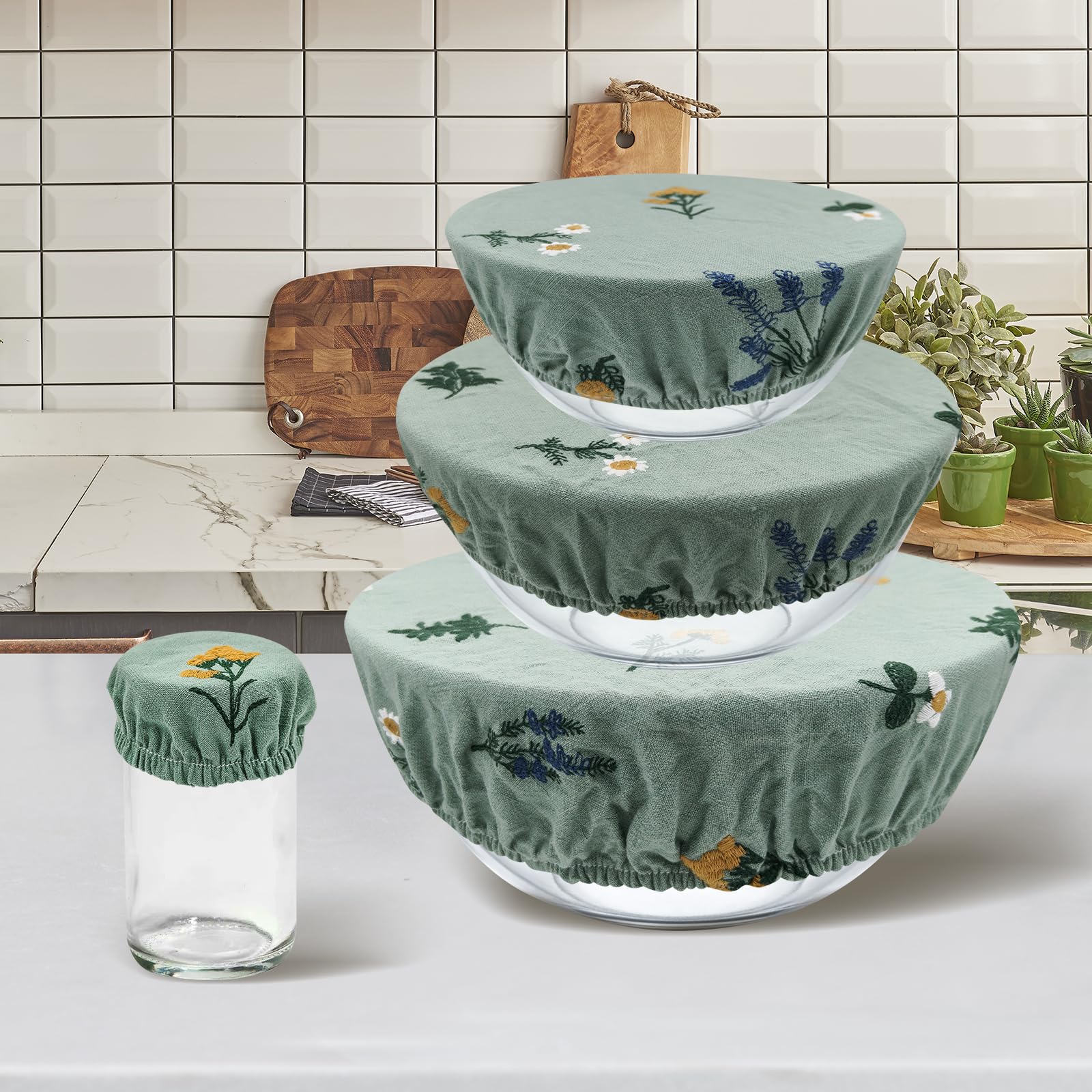 Lospara multiuse bowl covers in kitchen for salads, fruit, or leftovers