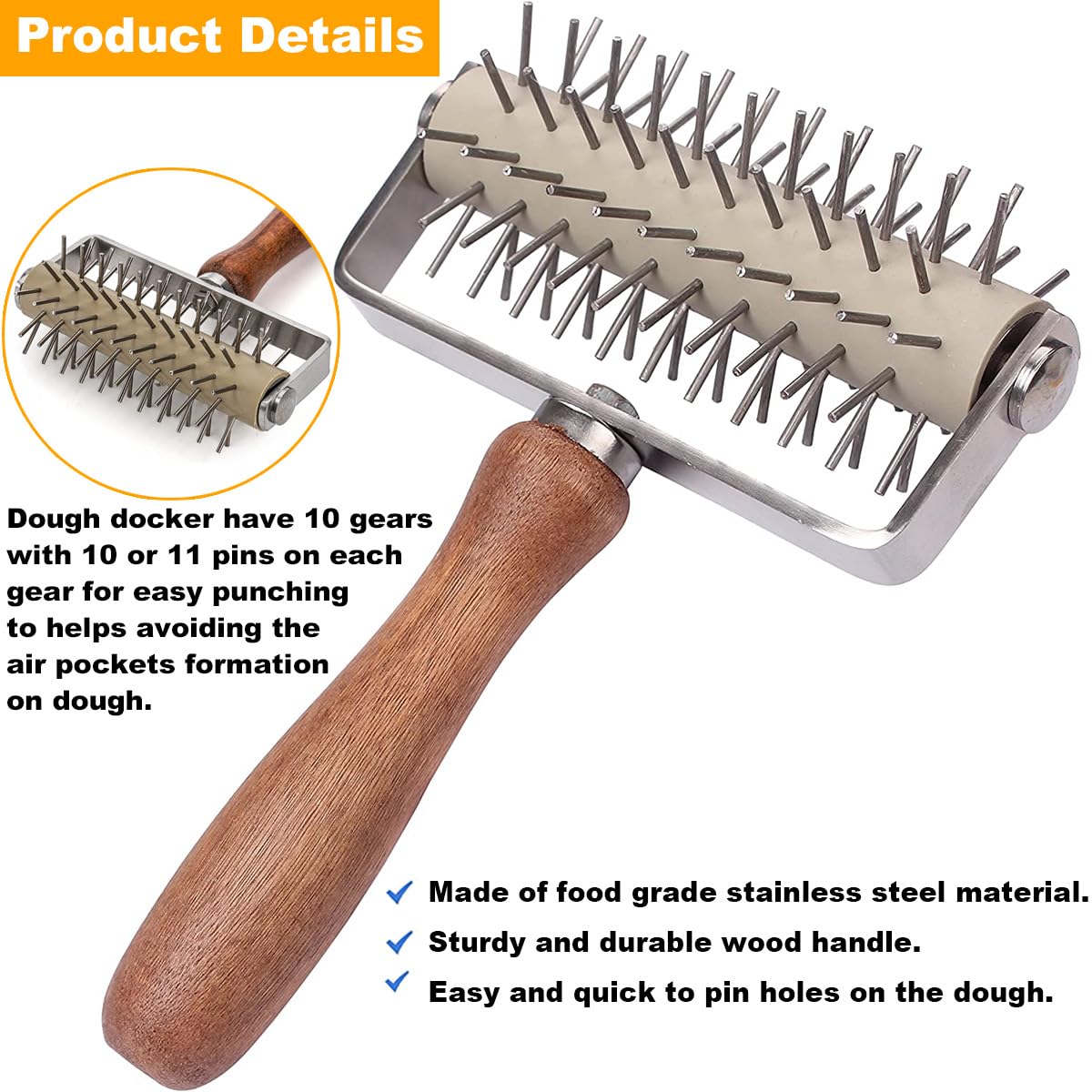 LOSYHU dough-docker-gear-10-pin ensures quick venting for uniform dough.