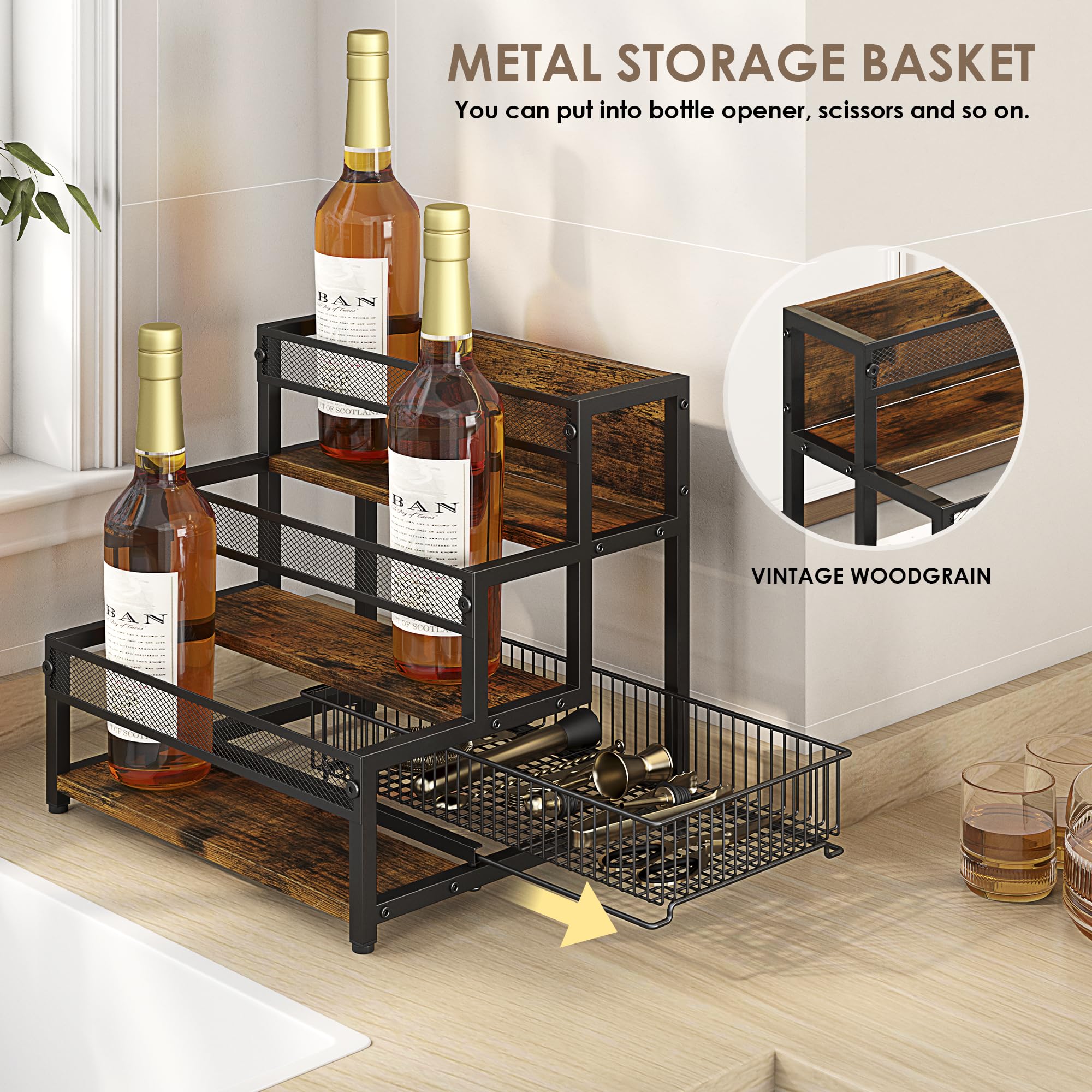 LOTEYIKE coffee bar storage stand creates a tidy counter area.