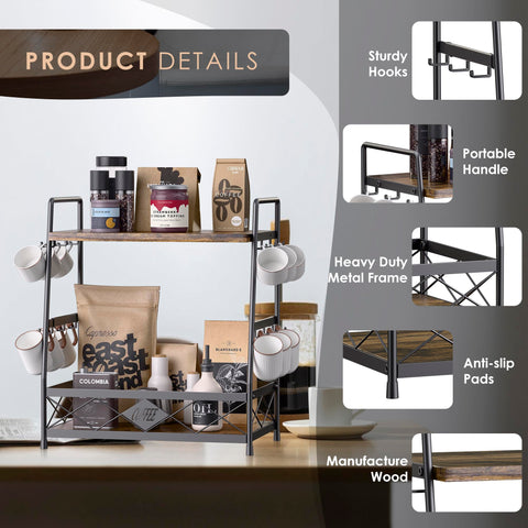 LOTEYIKE coffee mug shelf stand shows durable carbon steel construction.
