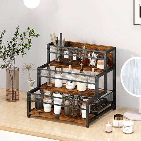 LOTEYIKE kitchen condiment organizer keeps bottles neatly separated.