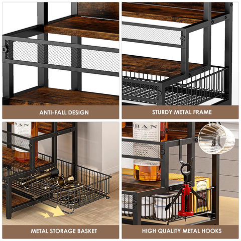LOTEYIKE syrup rack with removable baskets adds extra storage.