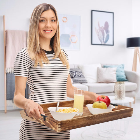 LotFancy wooden tray pairs with coffee table décor for everyday moments.
