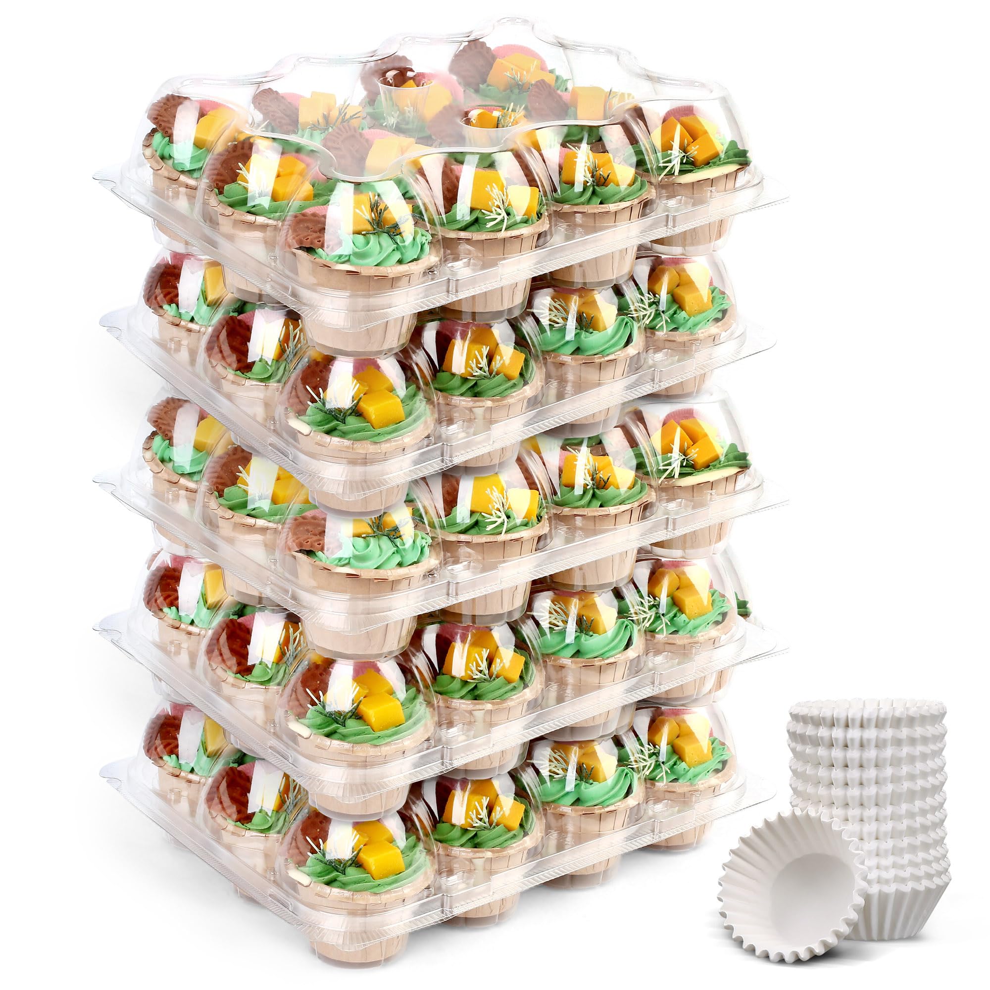 LotFancy cupcake containers stackable design for display and transport