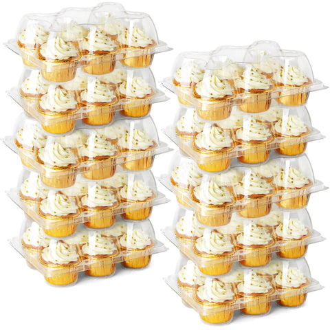 LotFancy cupcake containers six-count set with clear view of cupcakes.