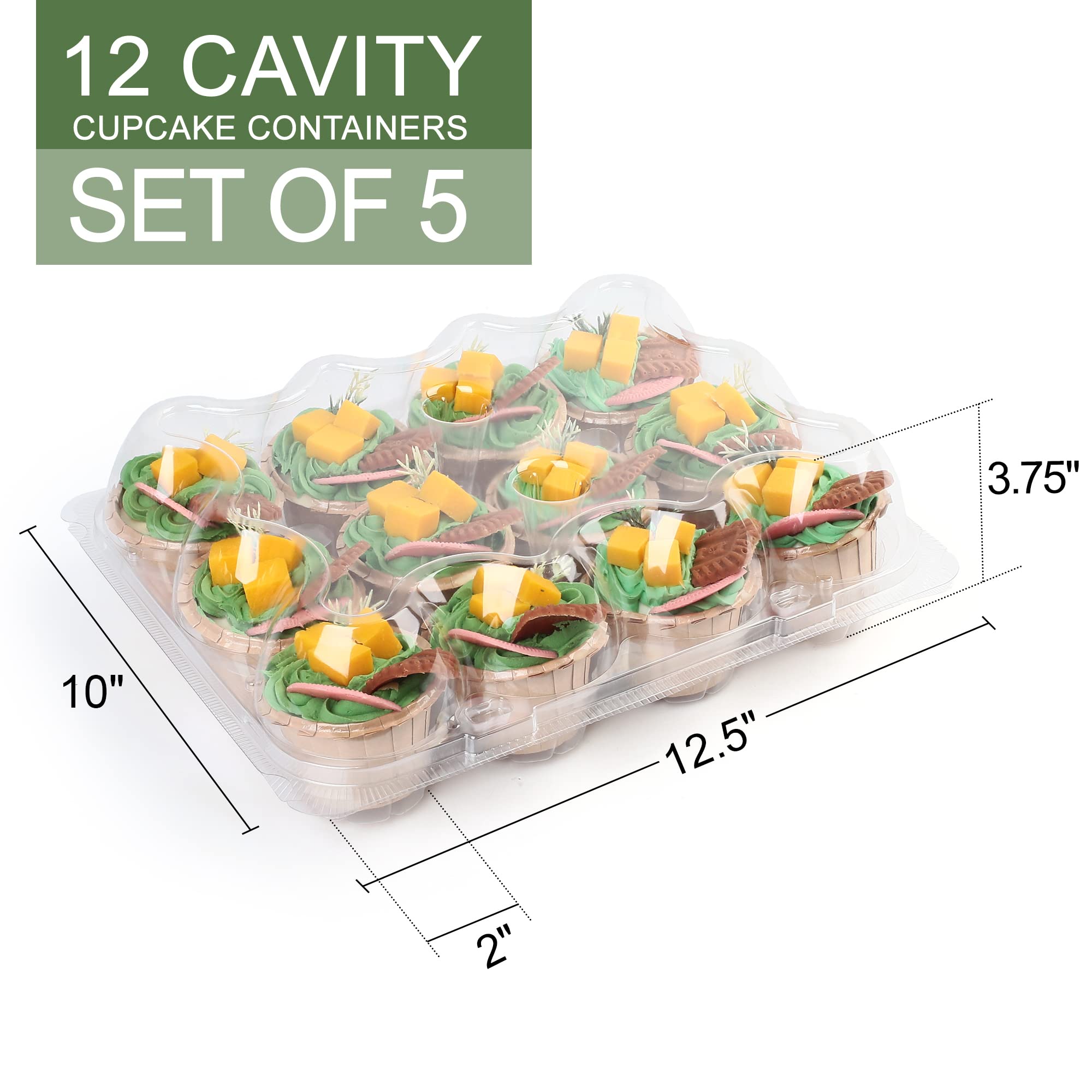 LotFancy clear domed lid reveals tall frosting while protecting cupcakes