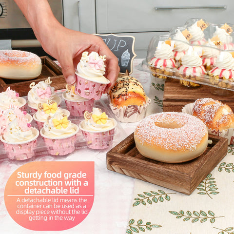 LotFancy transparent packaging highlights desserts on display tables.