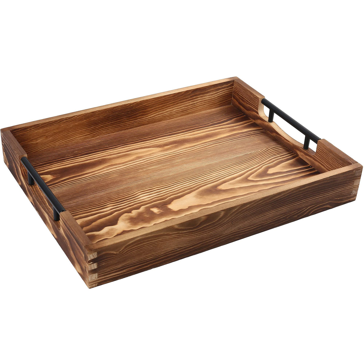 LotFancy large wooden ottoman tray with handles for easy serving.