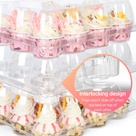LotFancy stackable cupcake containers save space for display and storage.