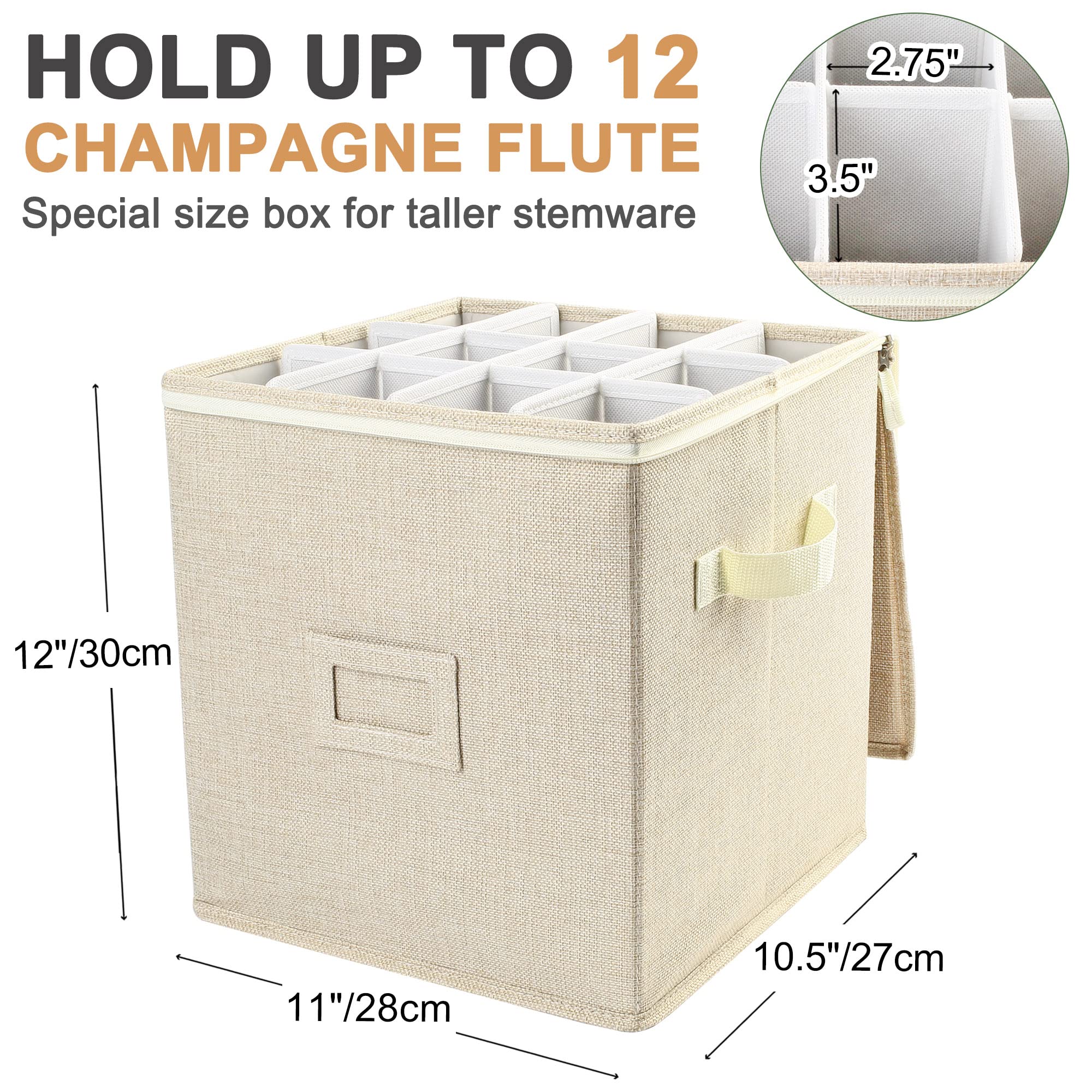 LotFancy stemware storage case top view shows twelve compartments for safe transport.