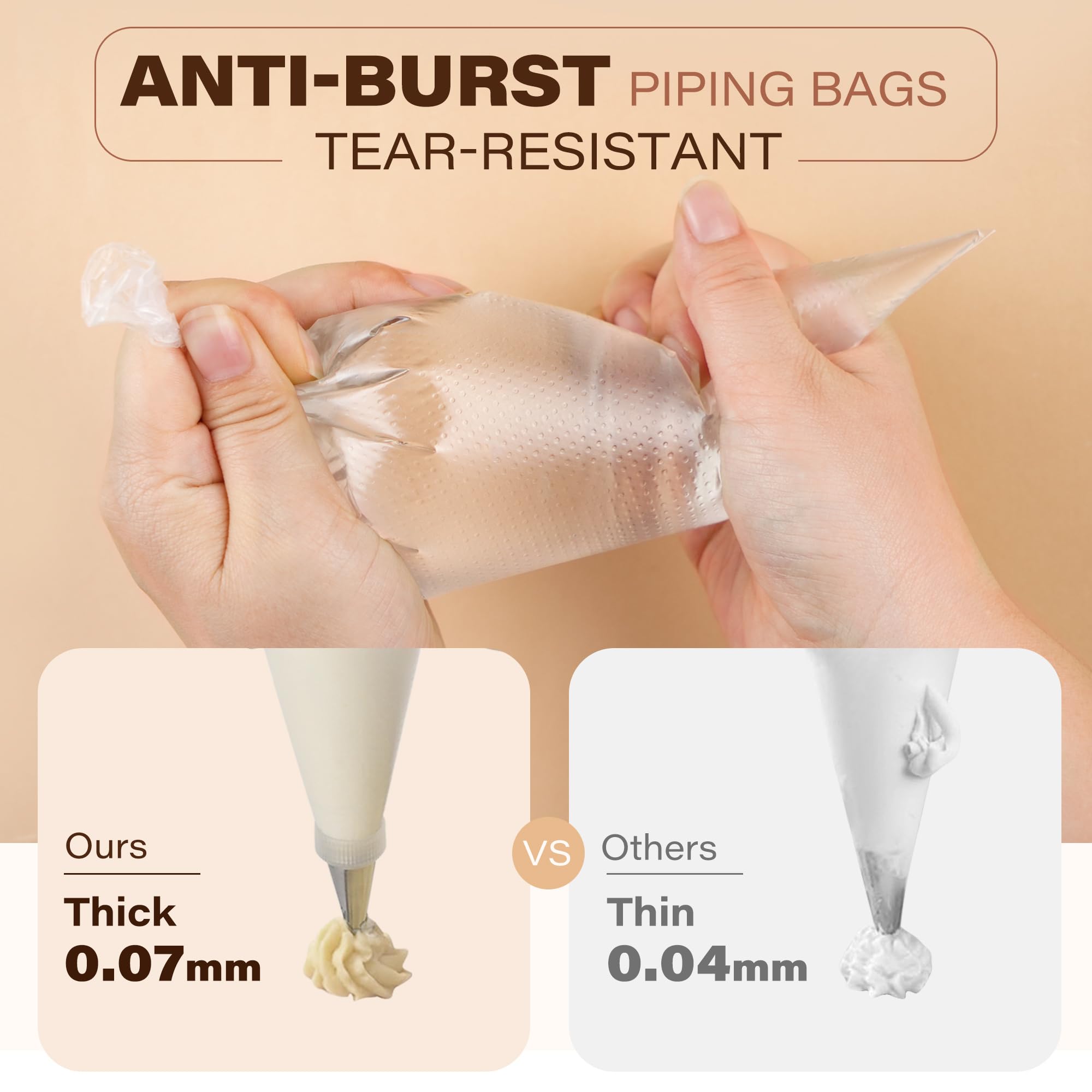 LotFancy tipless piping bags with textured grip for steady icing.