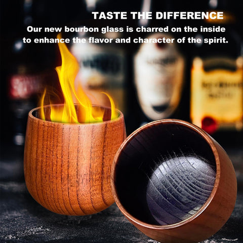 Lotnafee six-ounce bourbon tumbler with burnt edge for rich, rustic sipping.