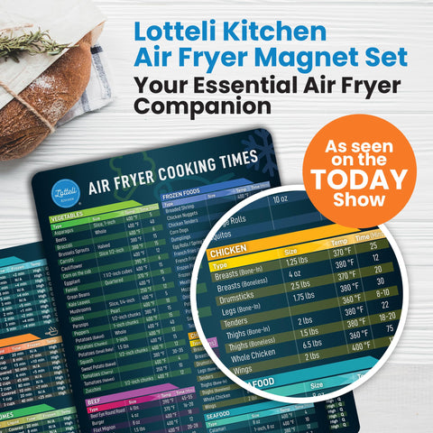 LOTTELI KITCHEN air fryer cheat sheet set back view magnetic placement