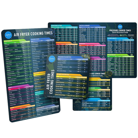 LOTTELI KITCHEN air fryer cheat sheet set front view on fridge for quick reference