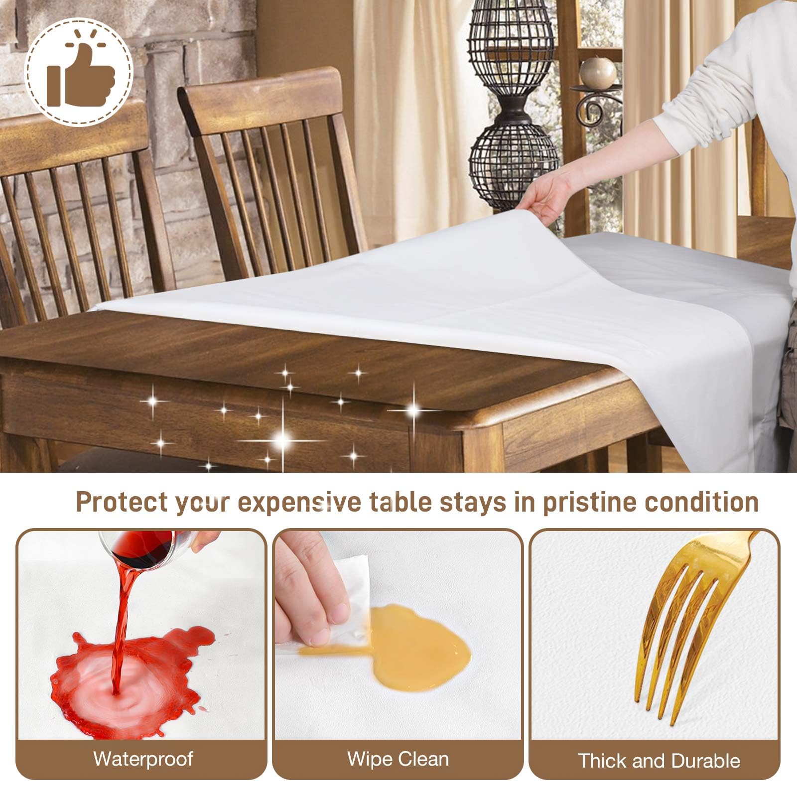 LotuFlor table pad with non-slip flannel backing keeps cloth in place