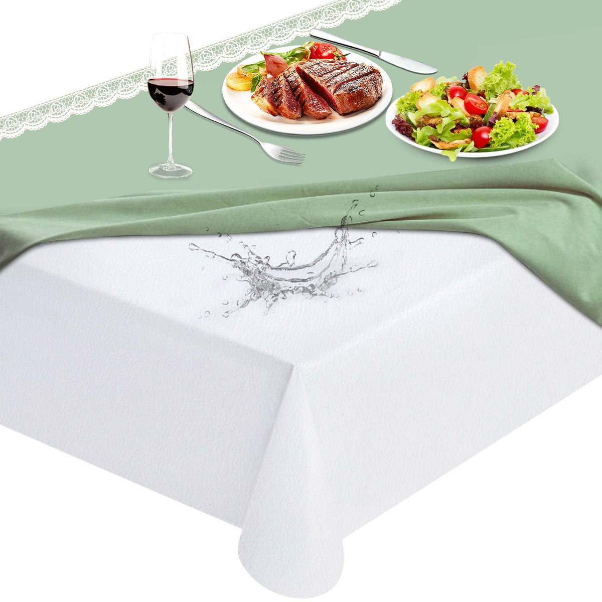 LotuFlor table protector pad with waterproof surface protects dining tables from spills
