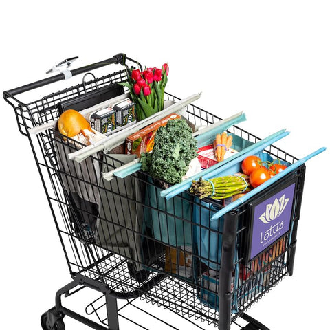 Lotus Earth Tone trolley bags with four-pack provide organized compartments for easier shopping.