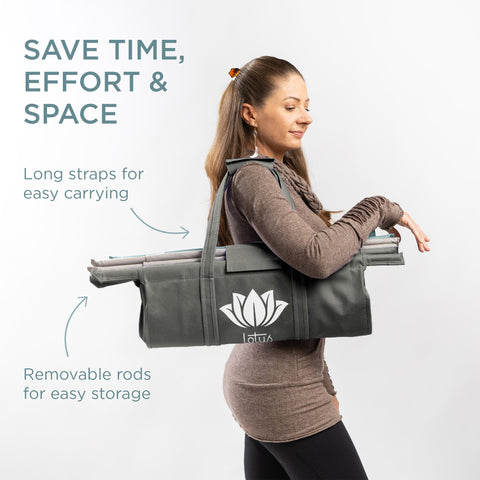 Lotus detachable bags fold neatly for compact storage after errands.