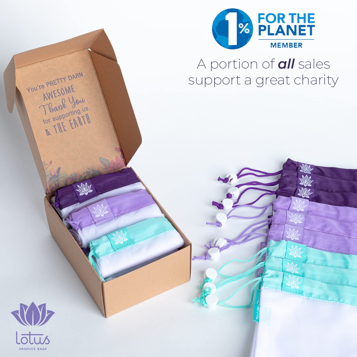 Lotus multiuse mesh storage bags for snacks and toys.