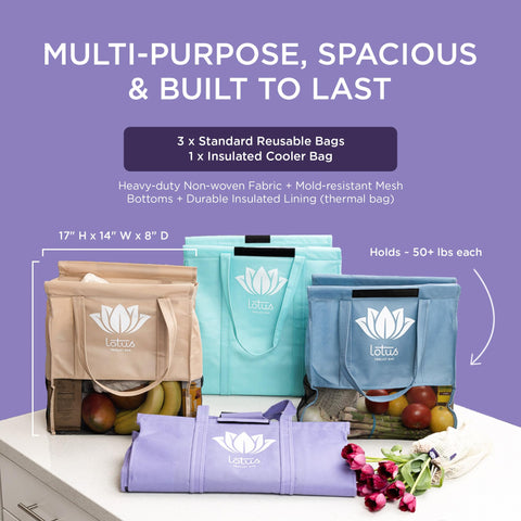 Lotus Original cart-fit design works with Target, Kroger, and standard carts