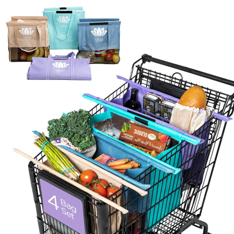 Lotus Original four-pack trolley bags keep groceries organized by category in your cart