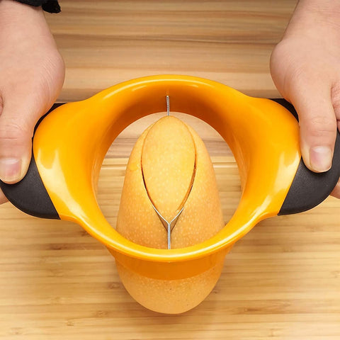 Louis Felt mango slicer orange pit remover in action for fast prep