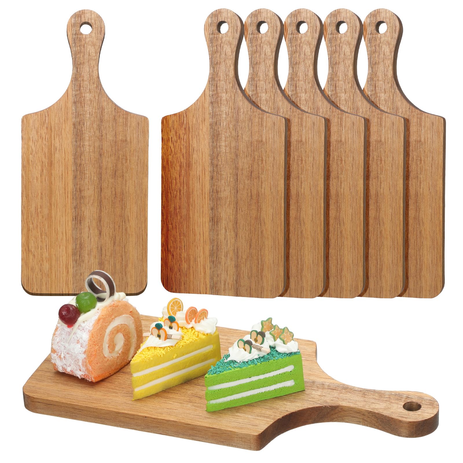Lounsweer acacia cutting board with rectangular handle for easy transport.