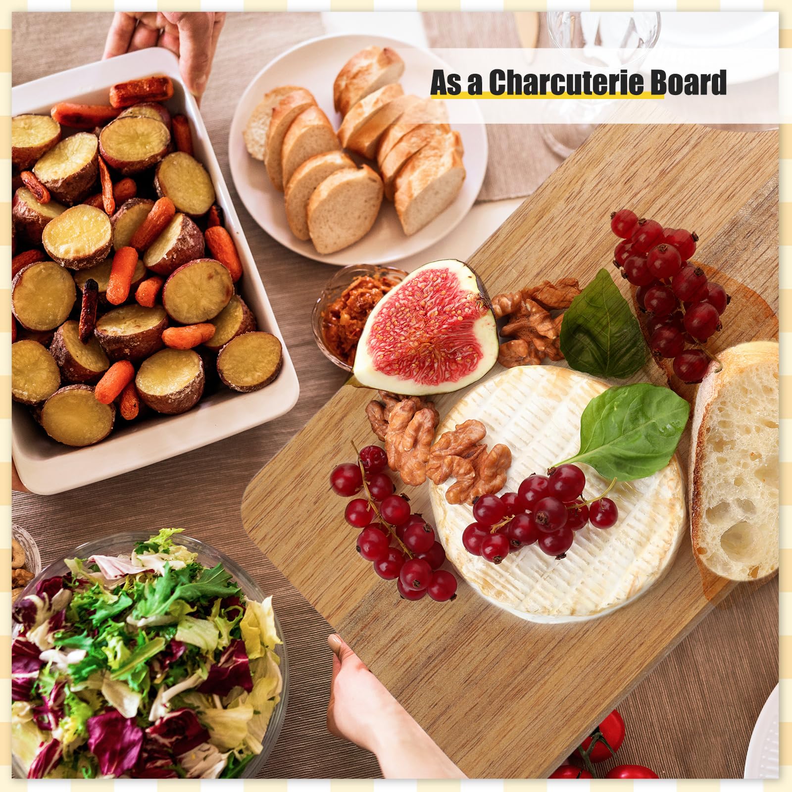 Lounsweer serving board for cheese, bread, and charcuterie at gatherings.