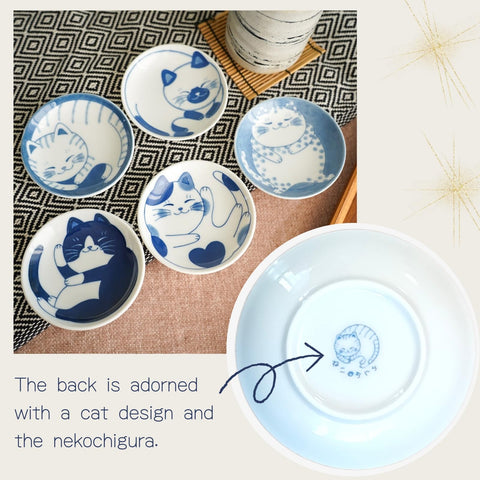 LOVE LOVE JAPAN cat dish plate 4 in NEKOCHIGURA style, charming kitchen centerpiece.