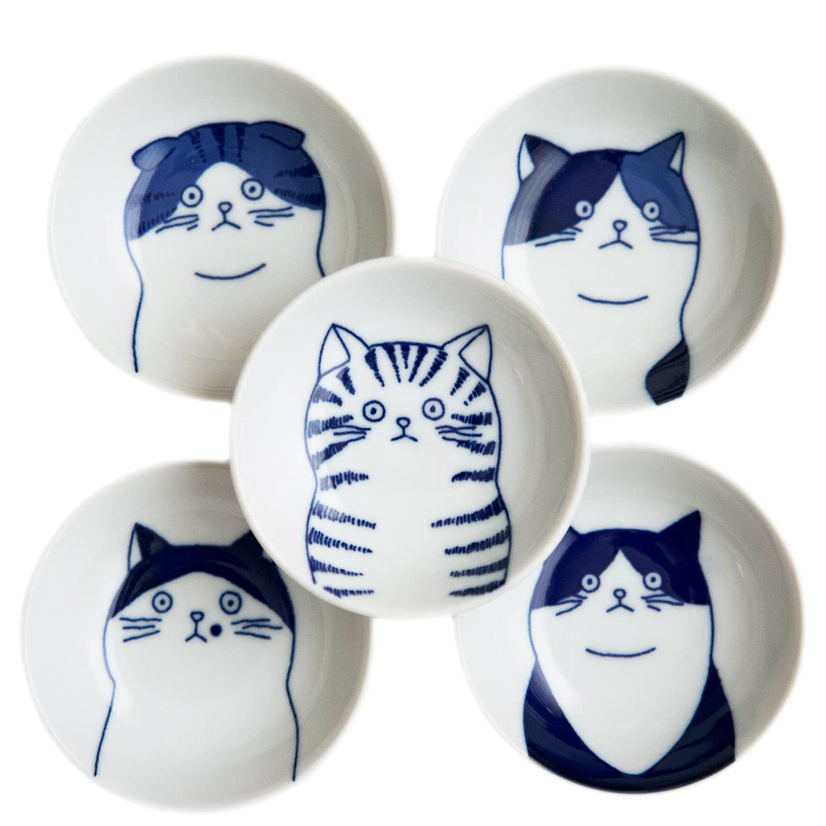 LOVE LOVE JAPAN cat plates set 1 with glossy porcelain for sushi and dips
