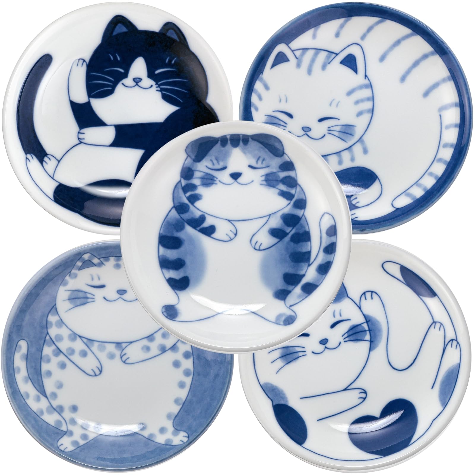 Love Love Japan nekochigura plate with sprawled cat, ideal for sushi serving