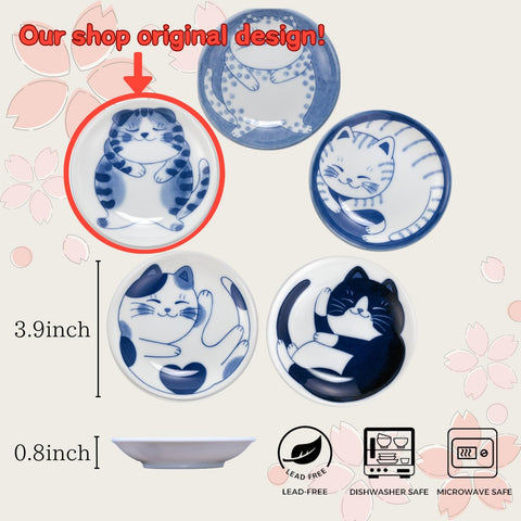 Love Love Japan nekochigura plate, sprawled cat design for appetizers