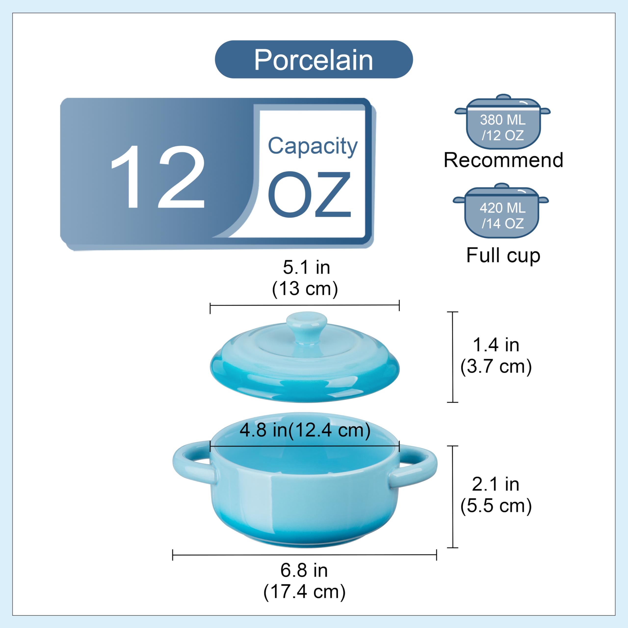 LOVECASA blue cocotte lid and dual handles for safe handling.