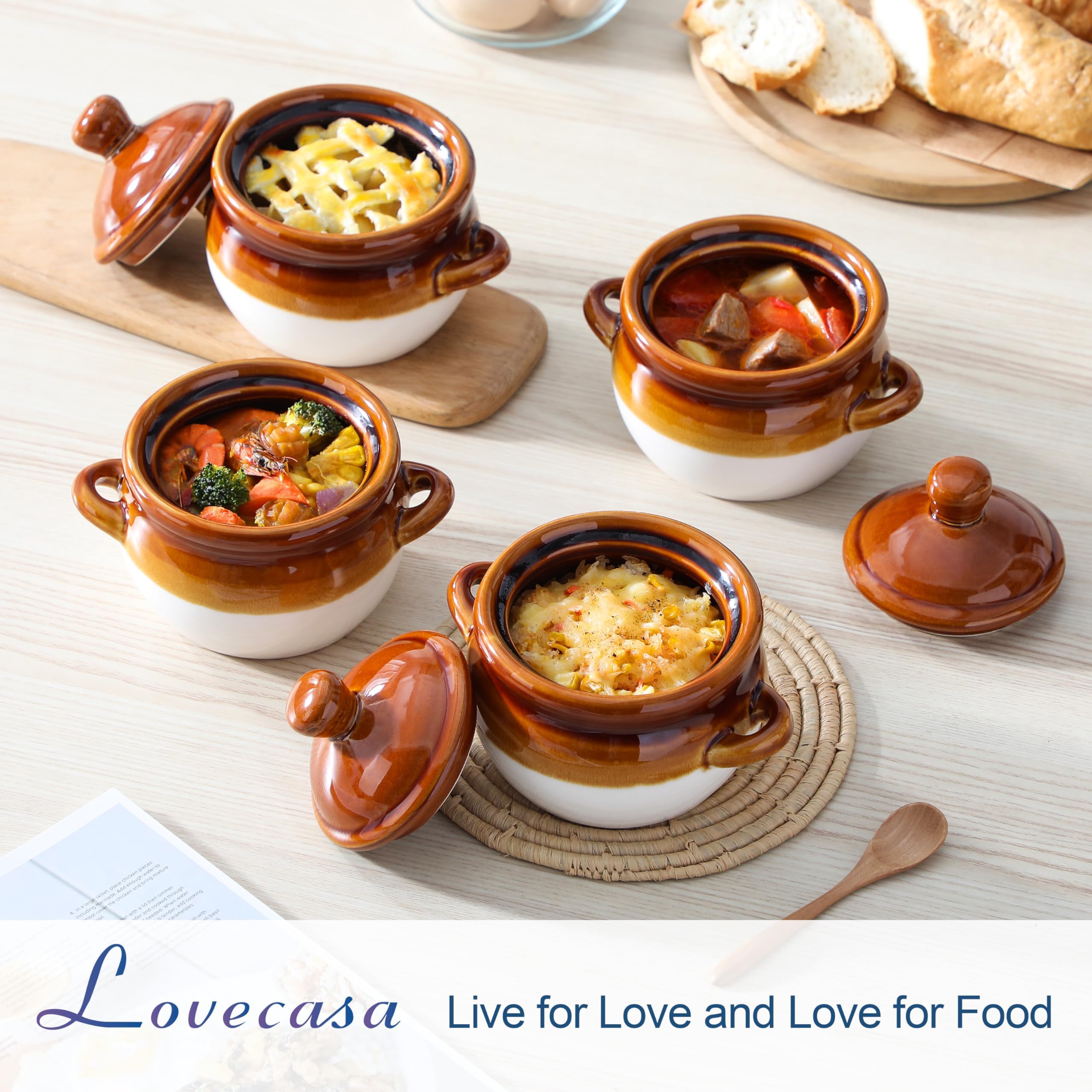 LOVECASA double-handles bowl with easy grip for safe serving.