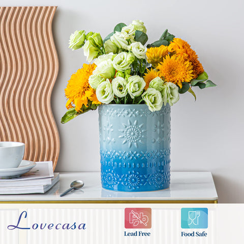 Multi-functional use as planter, vase, or utensil organizer.