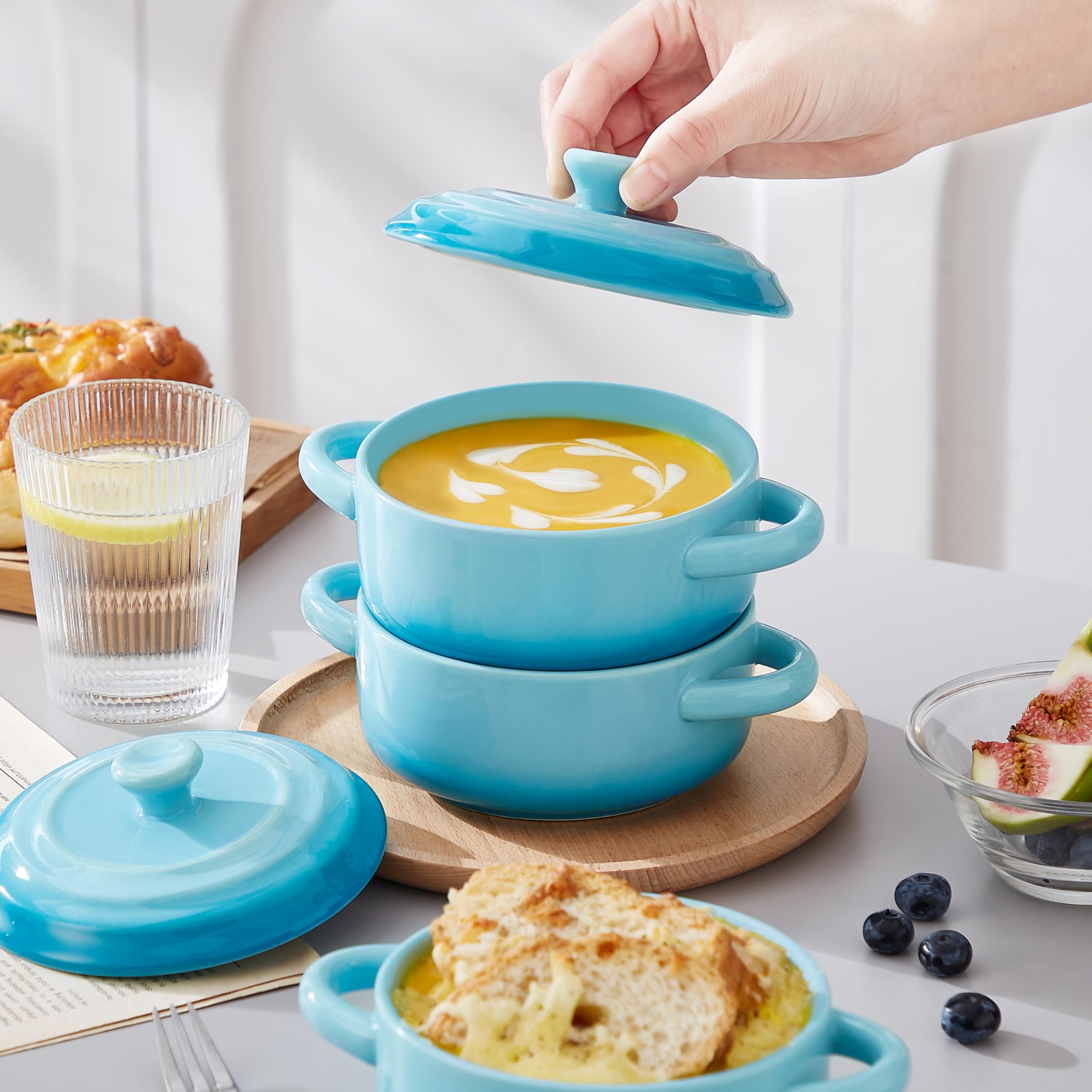 LOVECASA oven, microwave, and dishwasher safe ceramic bowls for versatile use.