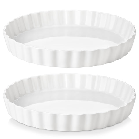 LOVECASA 10-inch porcelain pie pan for even baking and easy serving.