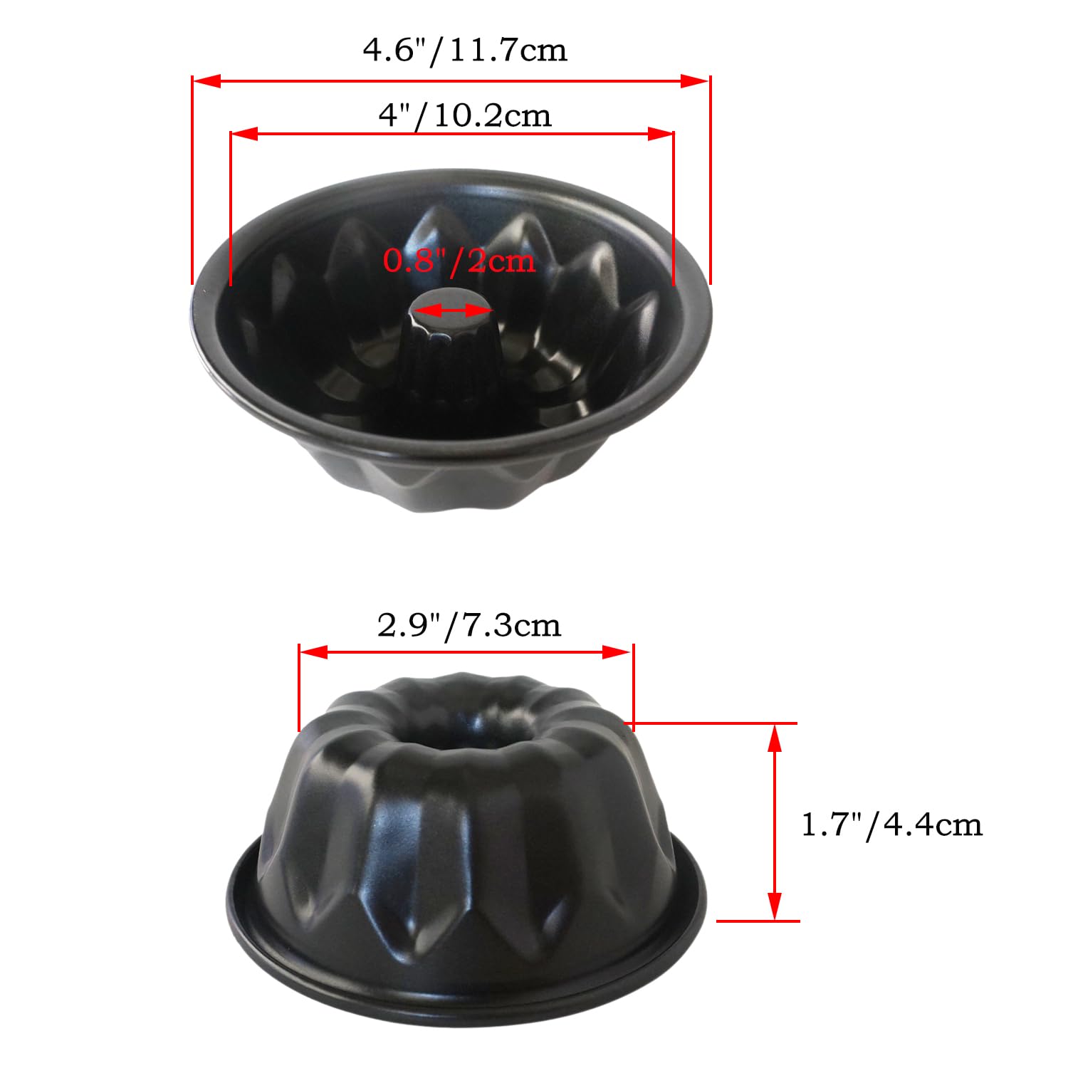 LoveDeal Mini Fluted Cake Pan bottom view highlighting sturdy carbon steel construction.