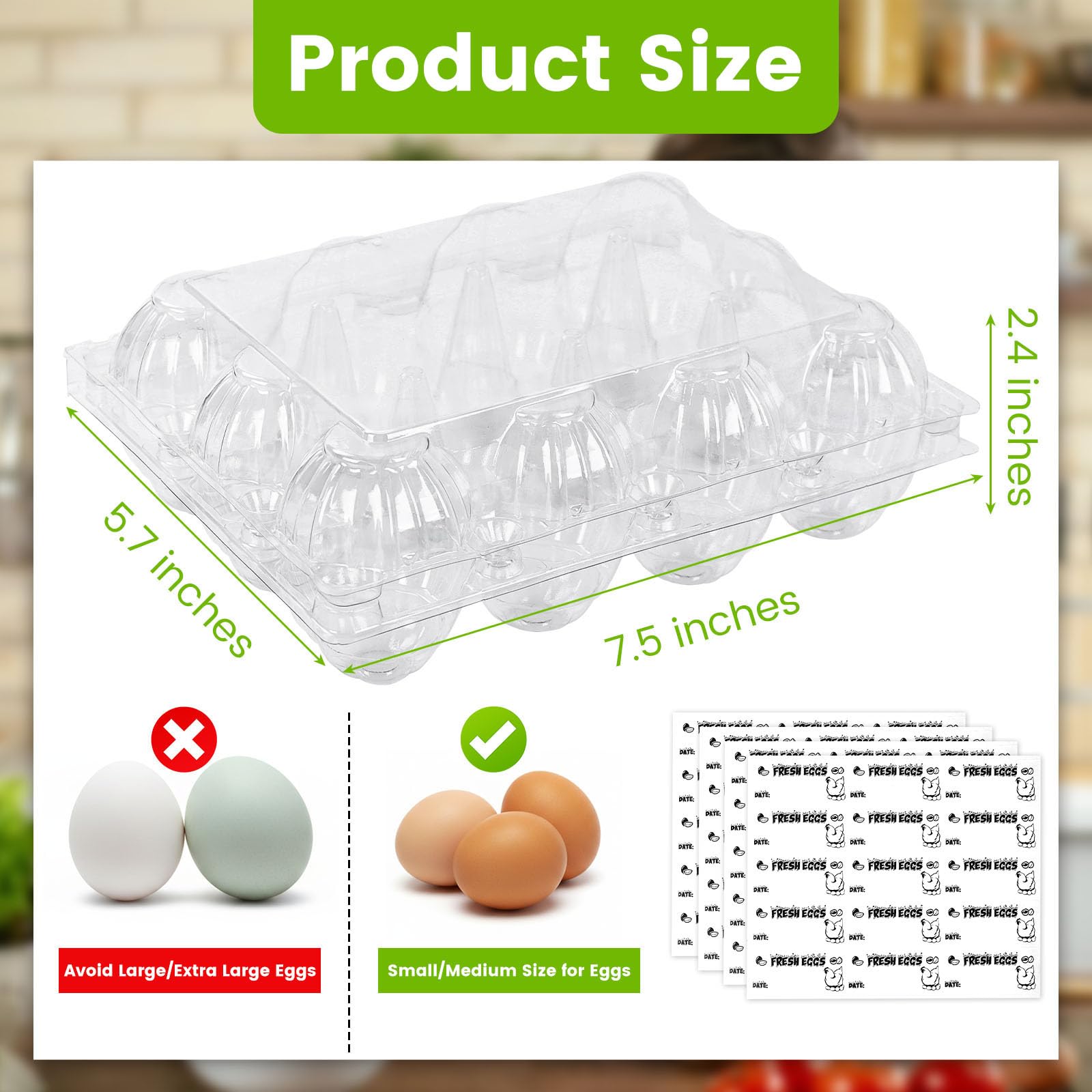 LOVEINUSA egg cartons with date labels on top for freshness tracking