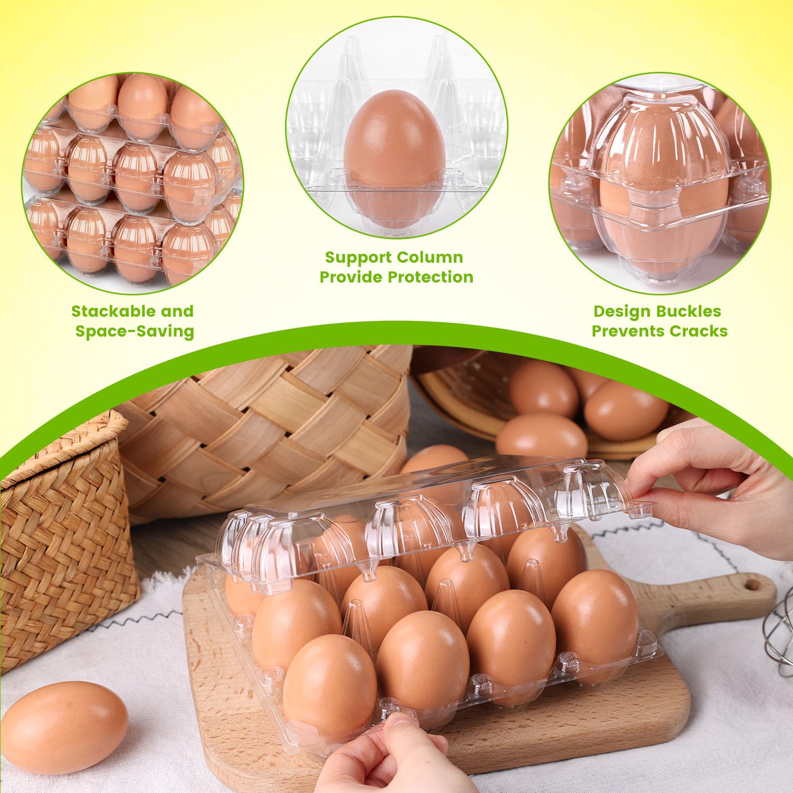 LOVEINUSA durable PET egg cartons with secure closures for safe transport
