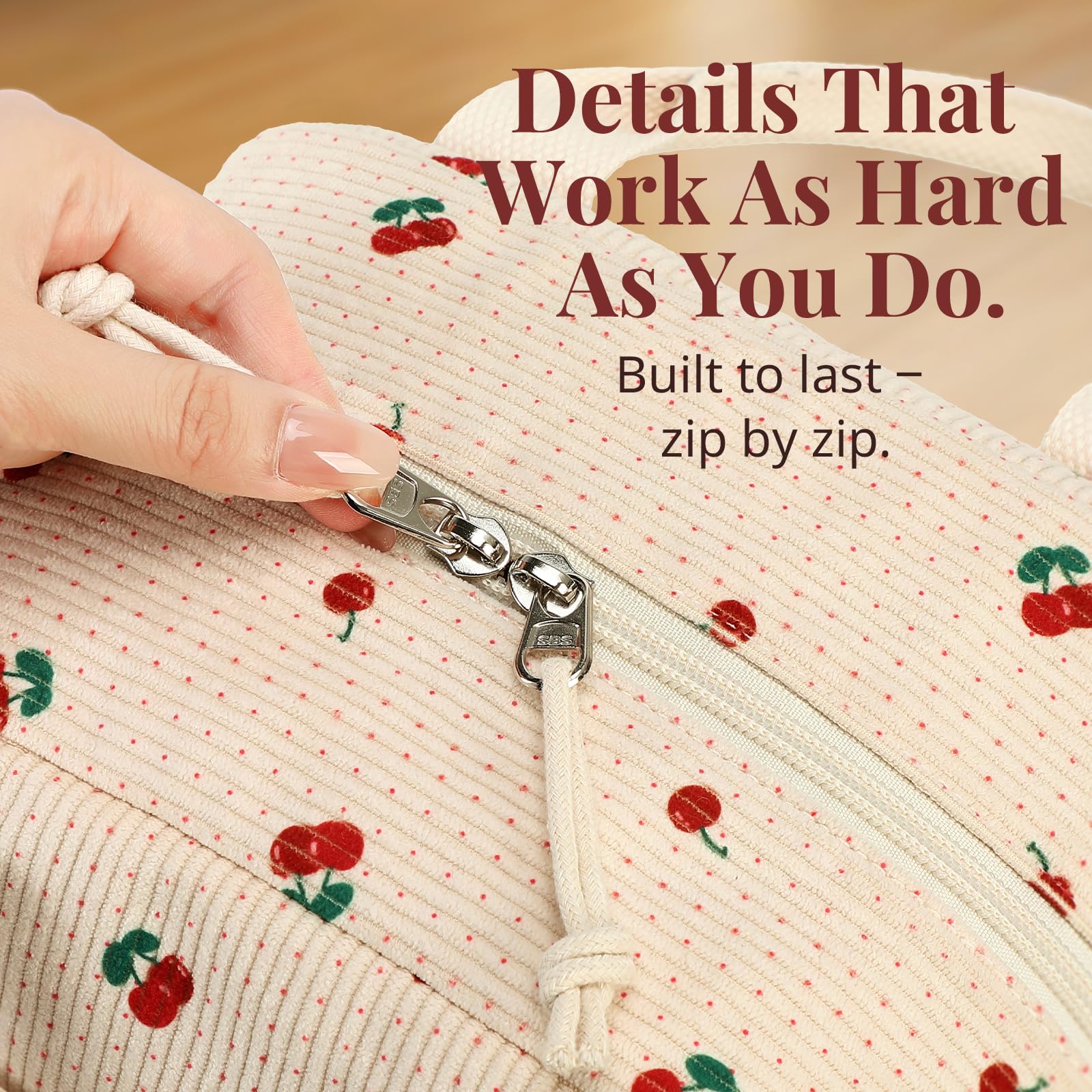 LOVELYWIND front-pocket detail offers quick access while keeping essentials within reach