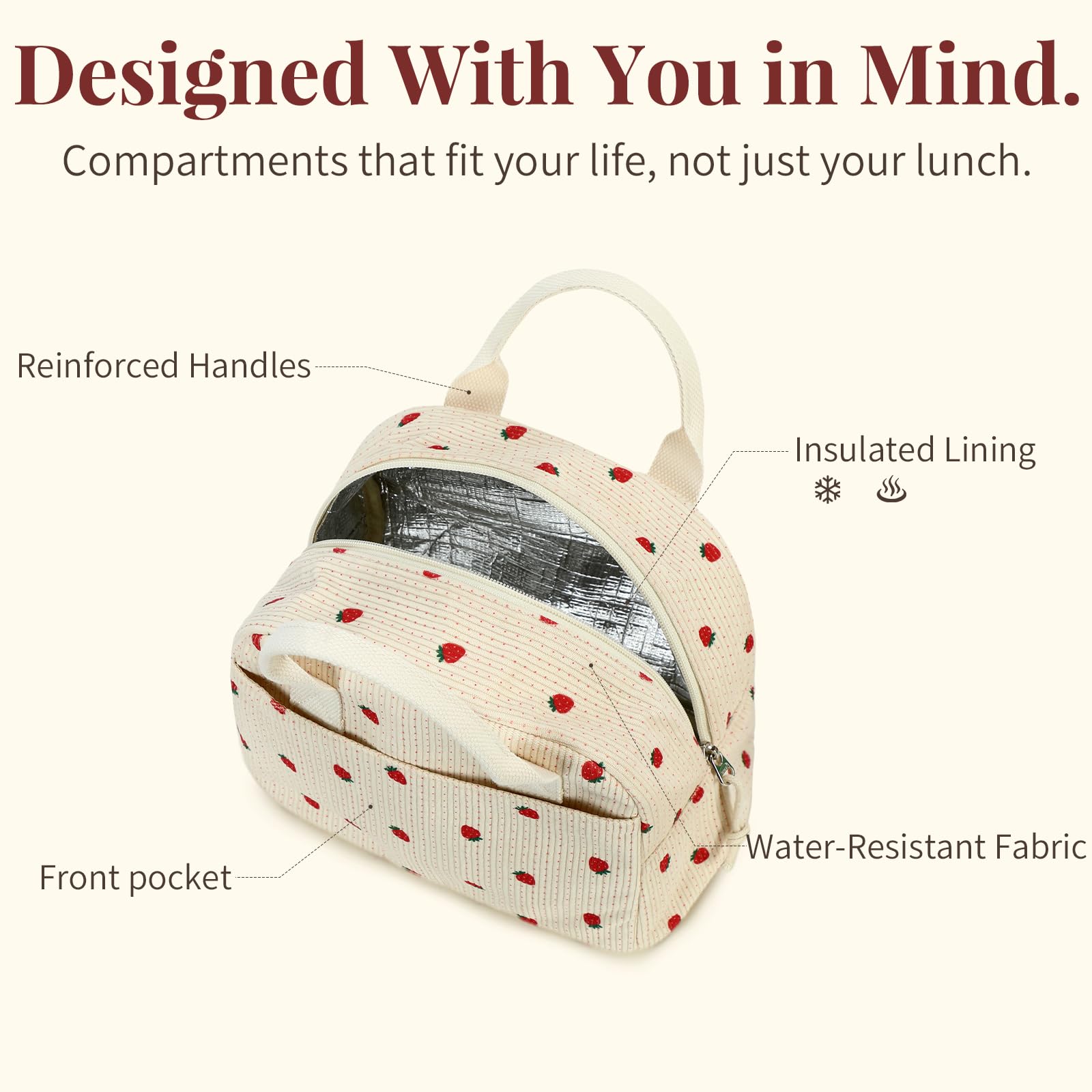 LOVELYWIND water-repellent exterior protects belongings in light rain