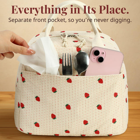 LOVELYWIND front-pocket for quick access to keys, cards, or utensils.