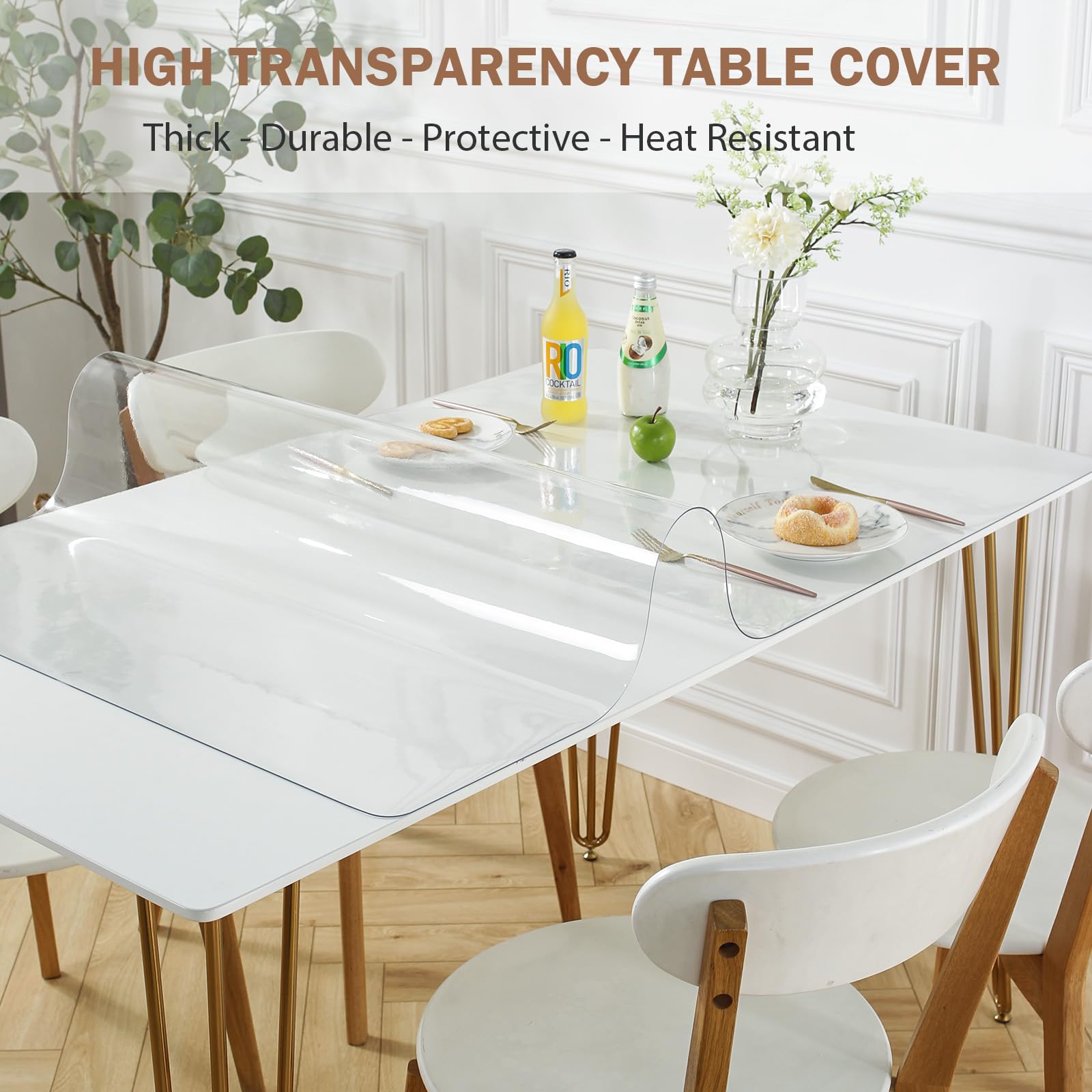 LovePads clear table protector over writing desk shields against spills and stains.