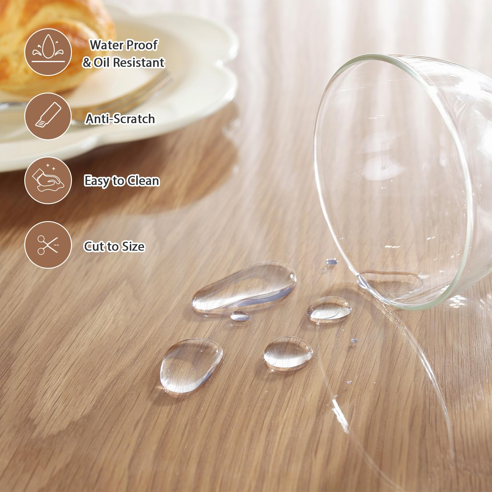 LovePads waterproof vinyl table cover keeps surface clear from liquids